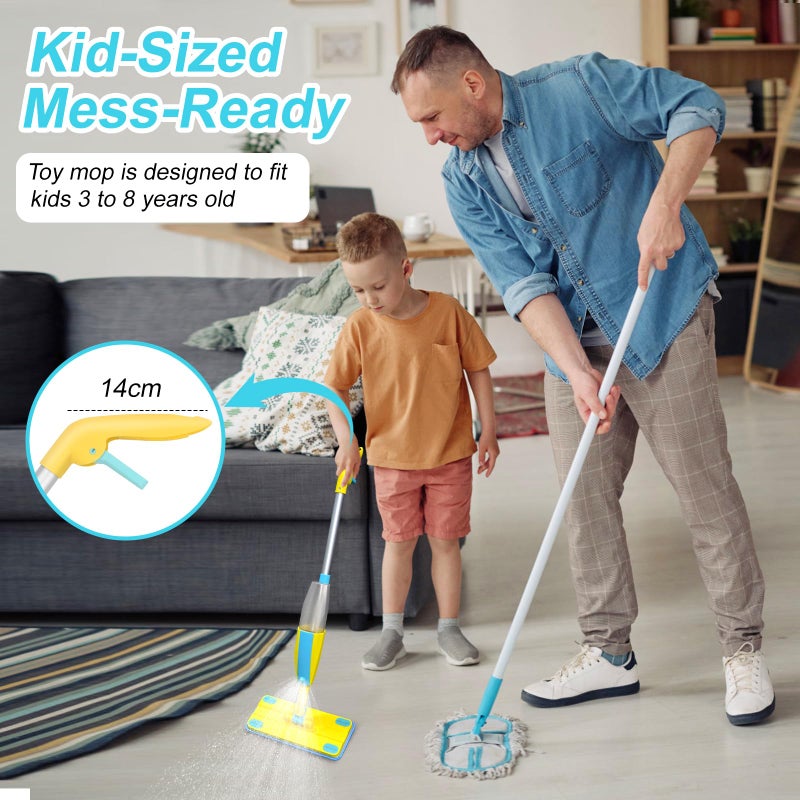 Elefama Spray Mop Kids Montessori Christmas Toy Set with Real Water Sprayer 2PCS Washable pads Squeeze Working Mini Size Kids Spray Mops Cleaning Toy Set That Really Work for Toddler 3-8 Floor Cleaning Dust - Image 3